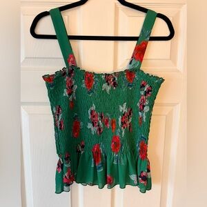 Sophie Rue Green Floral Smocked Crop Top